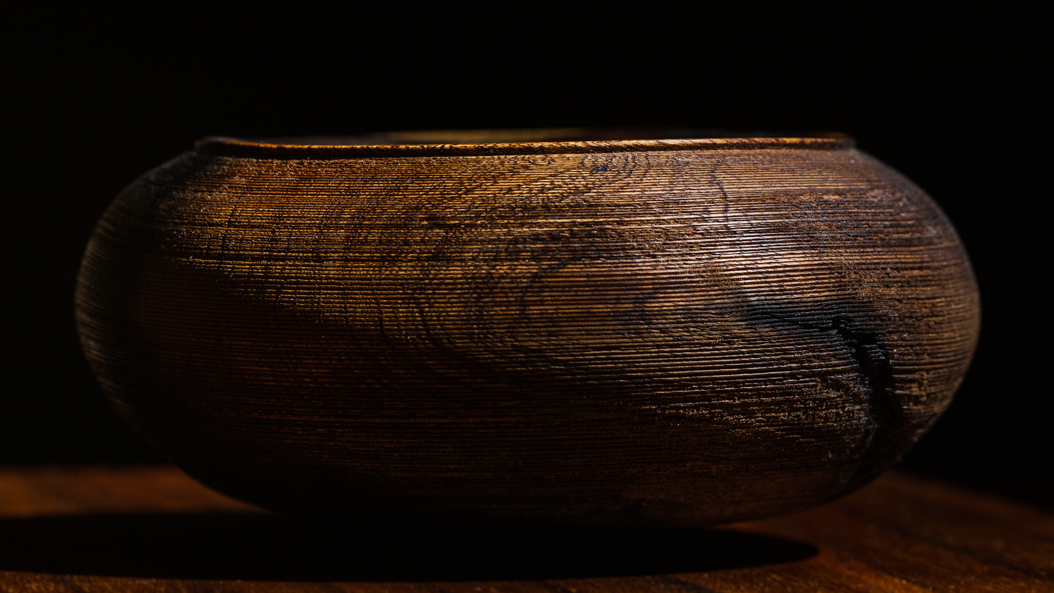 Hand-turned bowl from felled wood